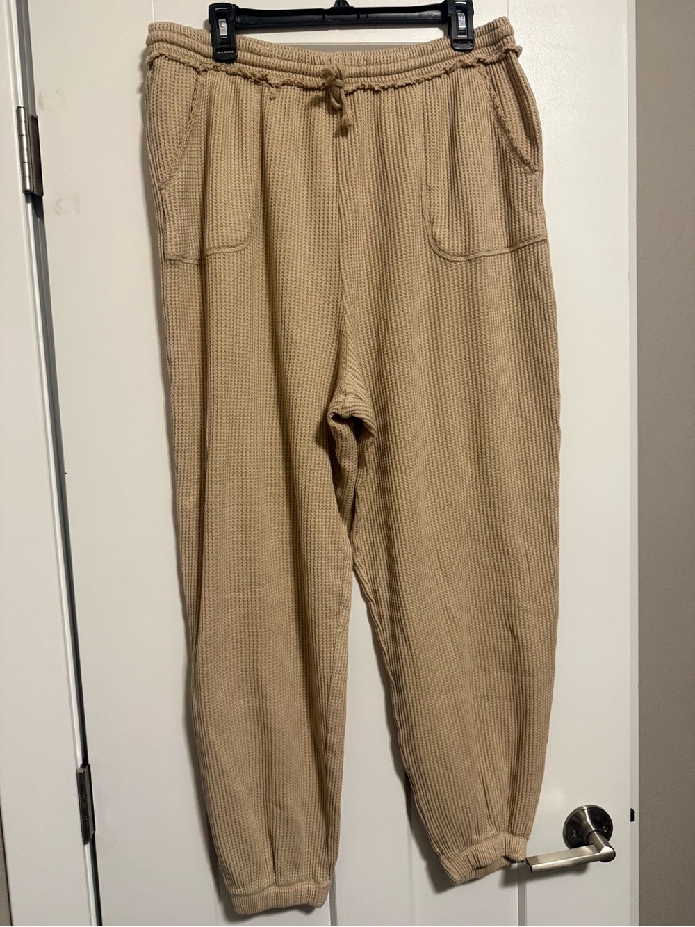 SO Beige Waffle Knit Jogger Pants